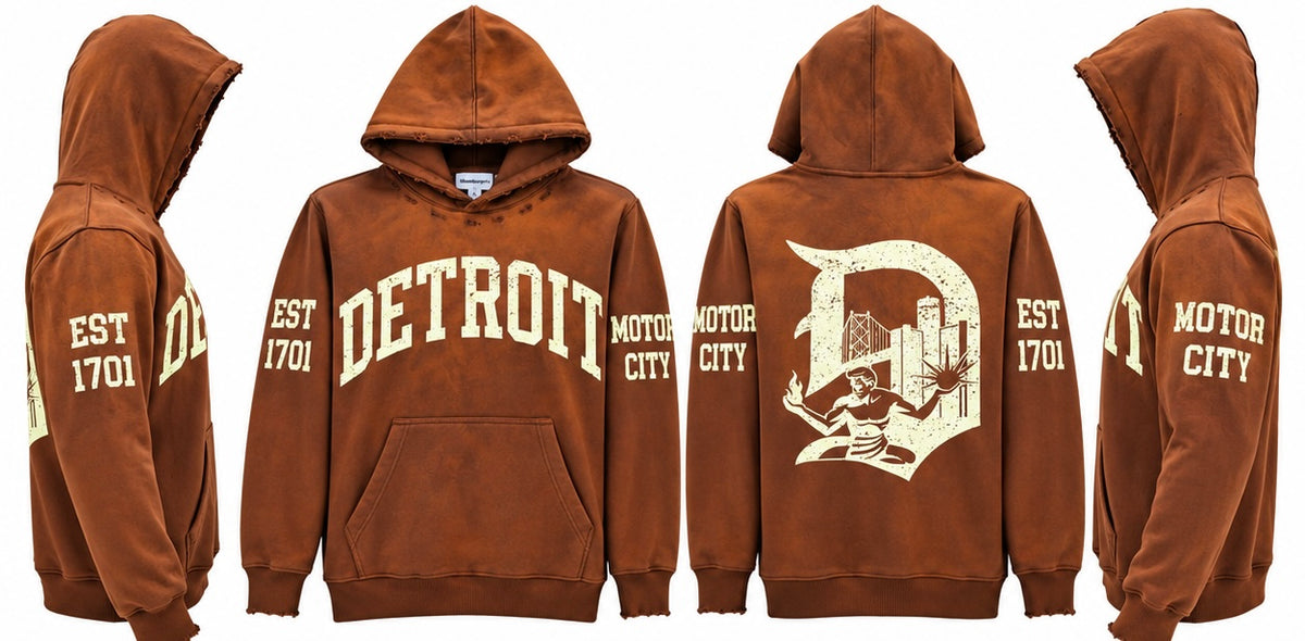 Motor City Vintage Hoodie Brown