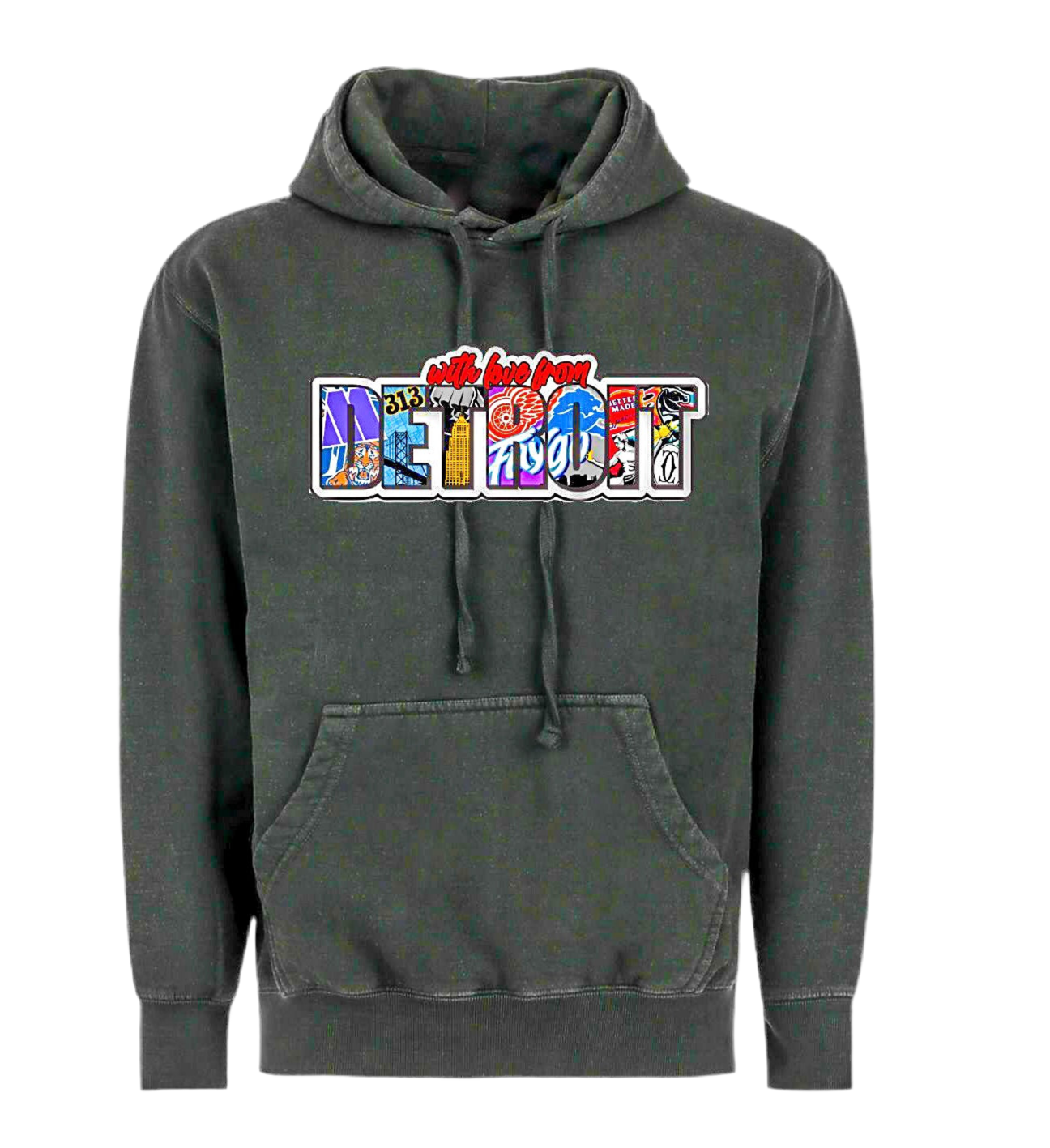 Detroit Patch Hoodie Vintage Black