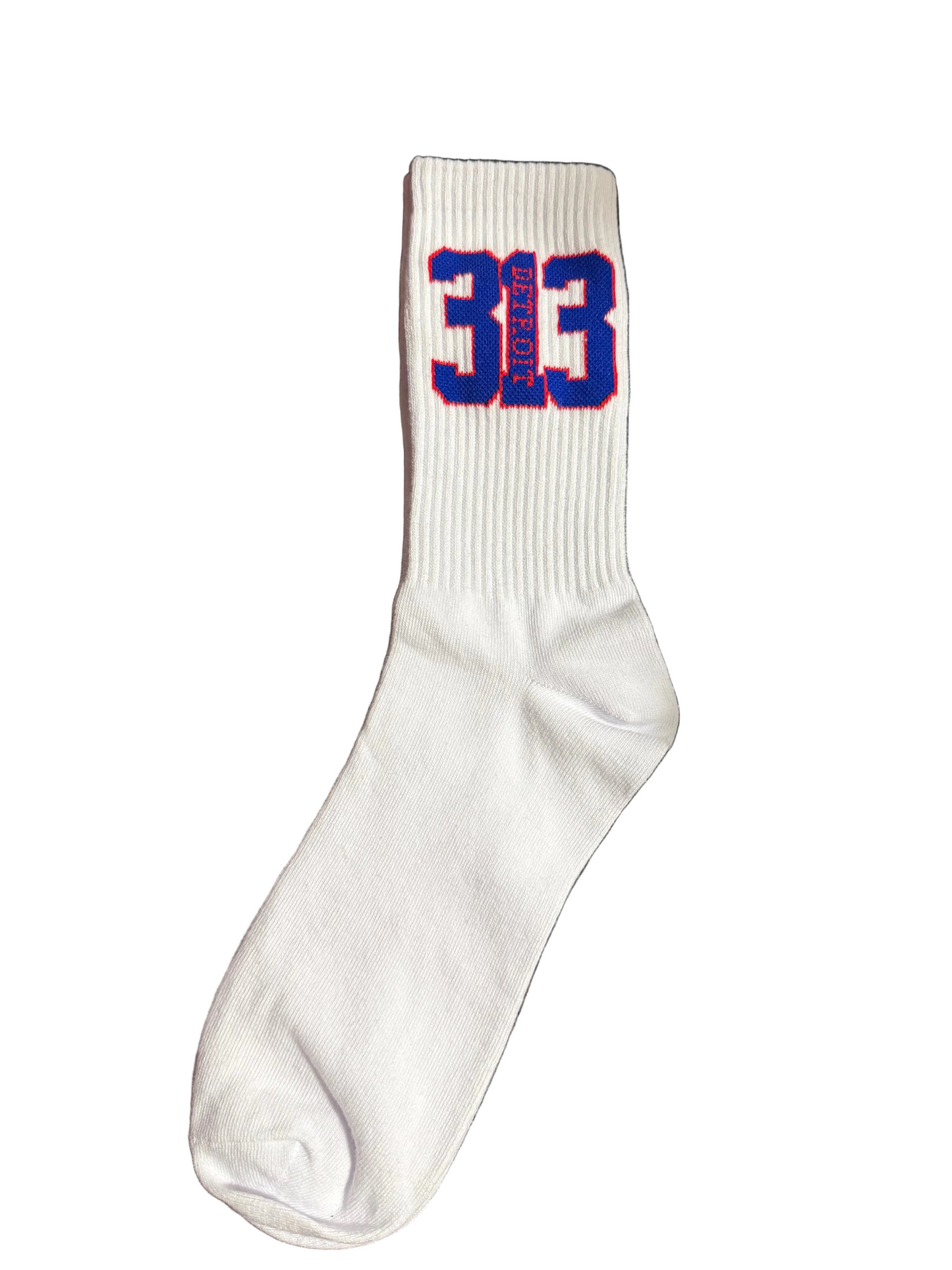 Detroit 313 socks (white with royal blue trimmed in red)
