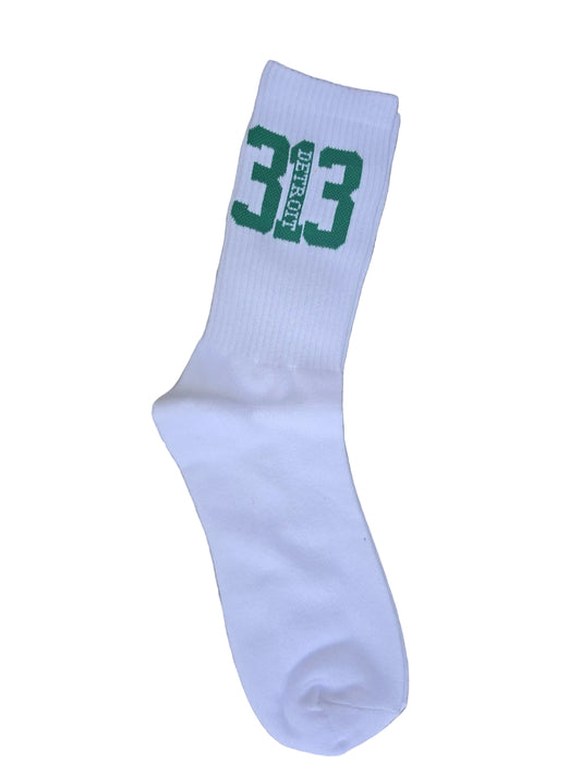 Detroit 313 socks (white & green)