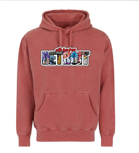 With Love From Detroit Patch Hoodie Vintage Red