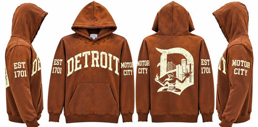 Motor City Vintage Hoodie Brown