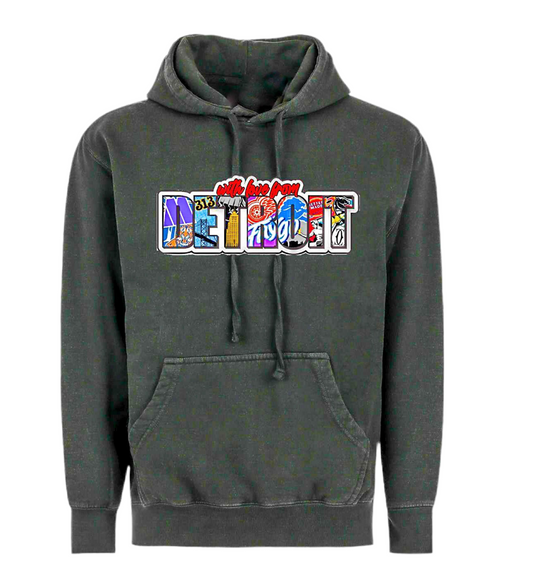 With Love From Detroit Patch Hoodie Vintage Black