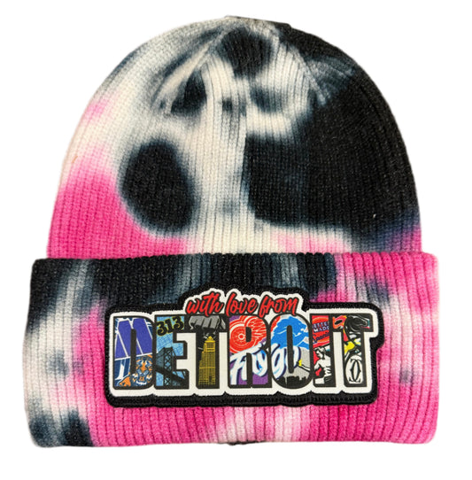 Pink tie dye beanie