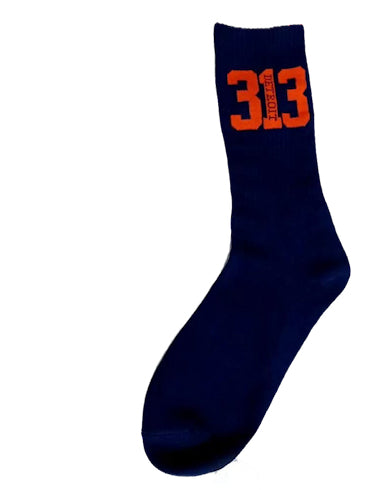 Detroit 313 socks (navy & orange)