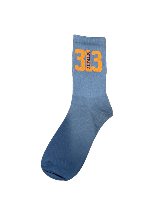 Detroit 313 socks (gray, orange & navy blue)