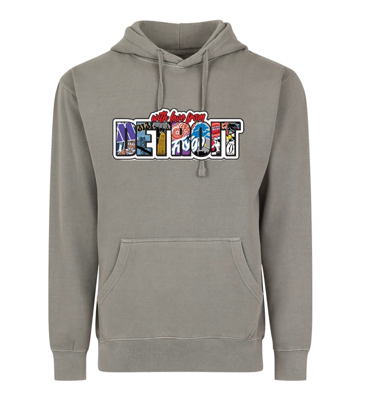 With Love From Detroit Patch Hoodie Vintage Gray